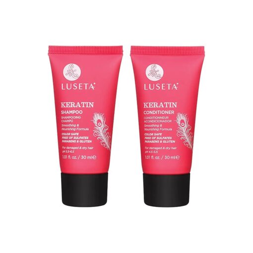 Luseta Keratin Shampoo and Conditioner Smooth and Hydrate Dry Damaged Hair Great for Color Treated Hair Sulfate Free and Gluten Free1.01 Fl Ozx2