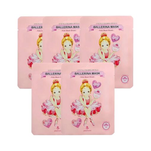 [ peach and ] Ballerina Face Mask Sheet for Kids, Children | Facial Mask made with 100 % Cotton ( 5pcs )