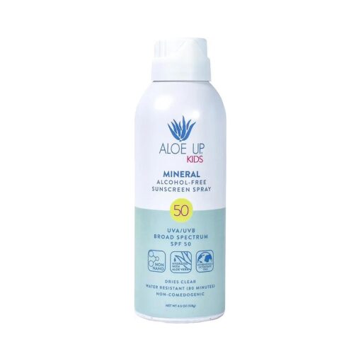 Kids Broad Spectrum Mineral Sunscreen Spray SPF 50 - Alcohol-Free Face and Body Sun Protector for Sensitive Skin - With Gen2 Zinc Oxide and Aloe Vera - Reef Safe - Fragrance-Free - 4.5 Oz