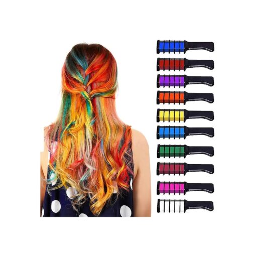 NEW Hair Chalk Comb, Temporary Hair Color Dye for Girls Age 4 5 6 7 8 9 10 Kids For New Year, Birthday Party, Cosplay ( 10pcs )