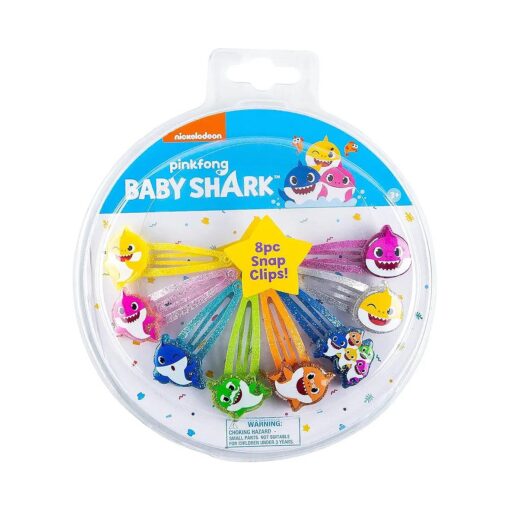 Baby Shark Kids Hair Clips for Girls Snap Clips 8 Pack Multi Color Ages 3+