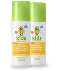 SPF 50 Kids Mineral Sunscreen Roller Ball, Totally Tropical | UVA UVB Protection | Octinoxate & Oxybenzone Free | Water Resistant | 2 Pack ( 3 ounce )