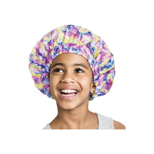 Red by Kiss Kids Shower Cap Reusable Waterproof Washable Hair Caps for Kids Shower Caps for Boys and Girls ( Tie-Dye )