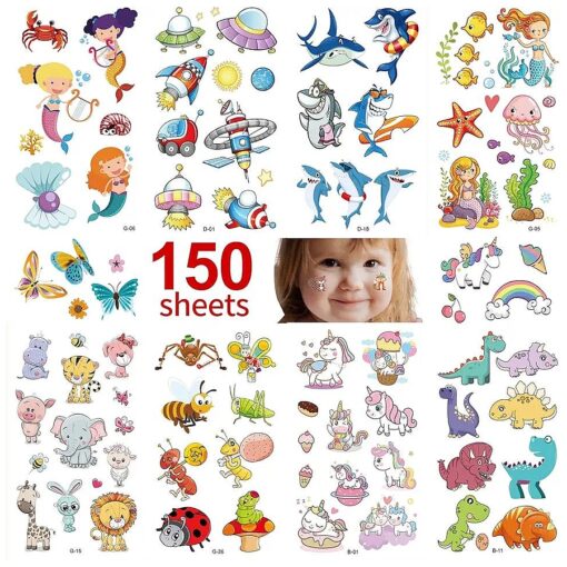 Metker 150 sheets ( 1700 patterns ) kids waterproof Temporary Tattoos, children 's temporary tattoo toys, suitable for birthday parties, group activities, tattoos stickers for kid .