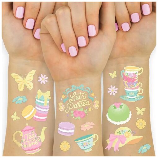 xo, Fetti Tea Party Temporary Tattoos - 48 Glitter Styles | Partea Birthday Party Supplies, Tea Kettle, Cupcakes, Butterfly Arts and Crafts, Easter, Mother 's Day