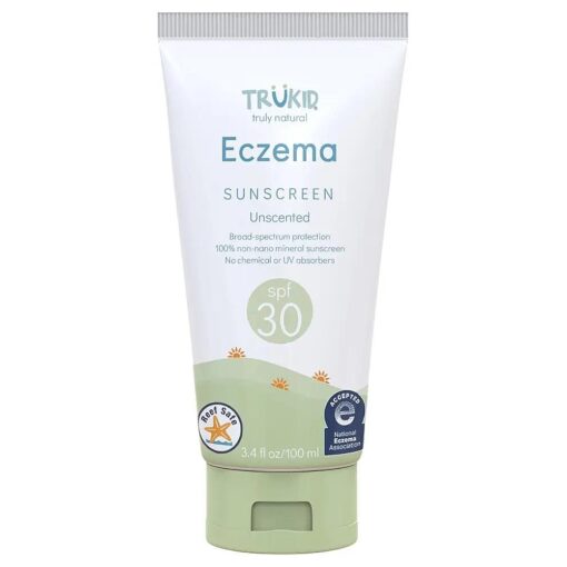 Eczema Daily Sunscreen SPF 30 - Kids & Baby Sunscreen for Face & Body, Reef Safe Sunscreen, NEA-Accepted Sunblock Protection for Sensitive Skin, Unscented 3.4oz