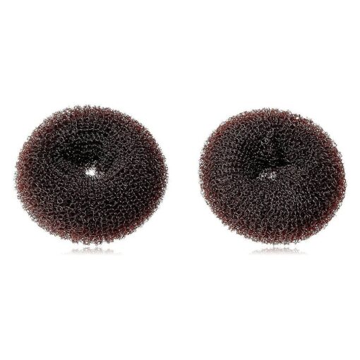 Children Kids Girls Ballet Dance Hair Bun Donut Ring Shaper Hair Styler Maker Doughnut Former Sponge PACK OF 2 SIZES Small & Medium ( Brown )