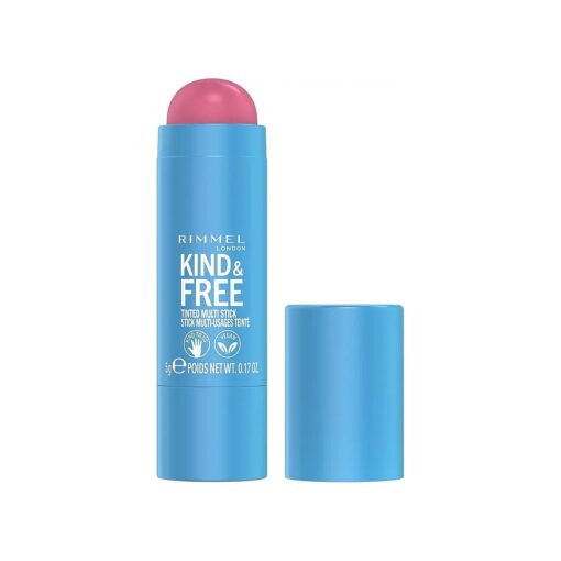 Rimmel London Kind & Free, 003 Pink Heat, Multi-Stick, For Cheeks and Lips, Hydrating, Buildable Color, Vegan Formula, Clean Formula, 0.18oz