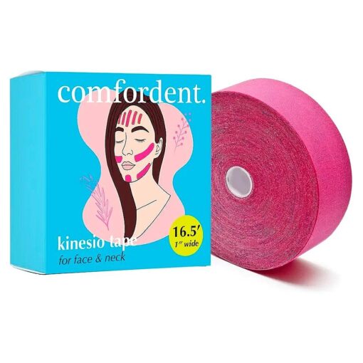 Kinesio Tape for Face & Neck Lift - Anti-Wrinkle Myofascial Release - Anti-Swelling De-Puff Solution for Snatched Jawline and Nose ( Hot pink )