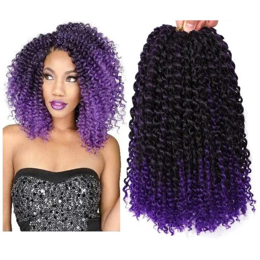 12 Inch Short Passion Twist Hair 6 Bundles Marlybob Kinky Curly Crochet Hair for Black Women Jerry Curly Braiding Hair ( 6 Bundles 12 Inch, 1B/Purple )