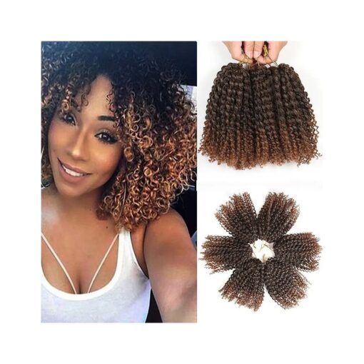 8 Inch Short Passion Twist Hair 6 Bundles Kinky Curly Crochet Hair for Black Women Curly Braiding Hair Crochet Braids Hair ( 6Bundles8 Inch, 1B/30 )