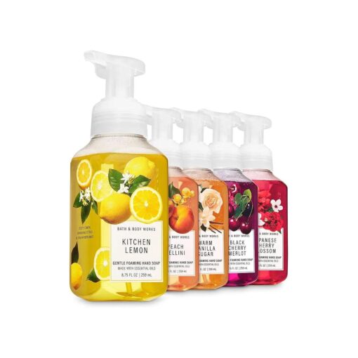 Bath and Body Works Fall Loves 2020 - Set of 5 Foaming Hand Soaps - Kitchen Lemon, Peach Bellini, Warm Vanilla Sugar, Black Cherry Merlot, Japanese Cherry Blossom ...