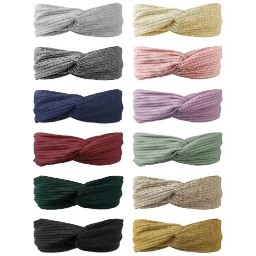 Knotted Headbands for Women and Girls, Head Bands No Slip Fashion for Women and Girls, 12 Pcs Headbands for Girls with 12 Colors