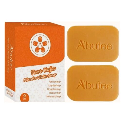 ARBUTEE | Pure Kojic Acid Skin Brightening Whipp Soap Glowing & Radiance Skin, Dark Spots, Uneven Skin Tone Maximum Strength, NO SLS, NO Paraben, Cruelty Free ( 2 Bars, Pure Kojic+Mesh )