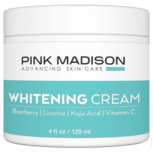 Pink Madison ( r ) Skin Lightening Cream with Kojic Acid Vitamin C Hyaluronic Acid, Natural Brightening Lotion for Melasma, Hyperpigmentation and Dark Skin Age Spots