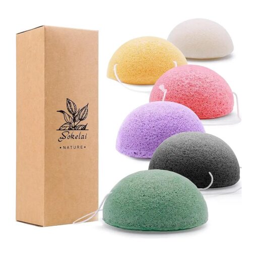 Konjac Facial Sponges for Cleansing Exfoliating - Konjac Face Sponge for Washing Face Body, Organic Natural Cleaning Puff Buff Scrubber for Shower Bath SPA for Babys Men Women