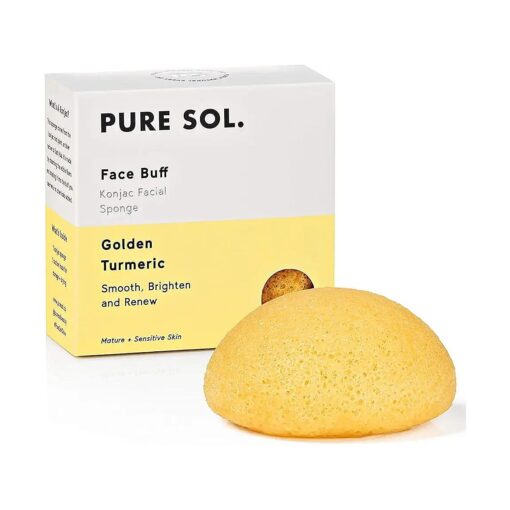 Konjac Sponge - Turmeric - Facial Sponge, Natural Sponge, Eco-Friendly - Gentle Exfoliating Sponge, Deep Cleansing, Improved Skin Texture - Konjac Facial Cleansing Sponge