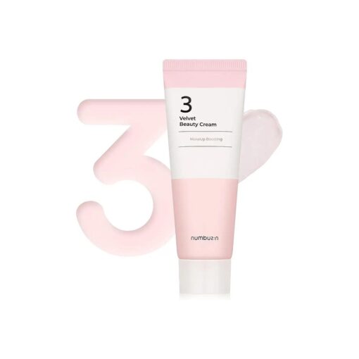 numbuzin No.3 Velvet Beauty Cream | Facial Makeup Primer, Textured Skin, Poreless Smooth Powdery Finish, Niacinamide, | Korean Skin Care, 2.02 fl oz