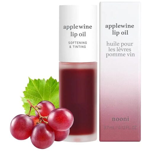 NOONI Korean Lip Oil - Applewine | Lip Stain, Gift, Long-Lasting, Moisturizing, Plumping, Revitalizing for Dry Lips, Waterproof, No Peel Off, Korean Lip Tint, Deep Red Lips, 0.12 Fl Oz