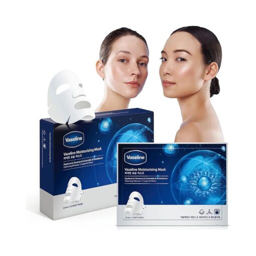 Vaseline Moisturizing Face Facial Mask Sheet Skin Care Essence, HYDRATION RETENTION, SKIN BARRIER REINFORCEMENT [ Made in Korea ] 10 Count