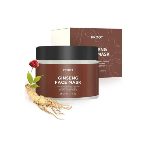 PROOT Ginseng Face Mask | 52.9 % Korean Red Ginseng Extract | Skin Rejuvenating Formula for Wrinkles, Fine-Lines, Firmness and Elasticity | Korean Skin Care, Vegan, Cruelty-free | 3.4 fl, oz .