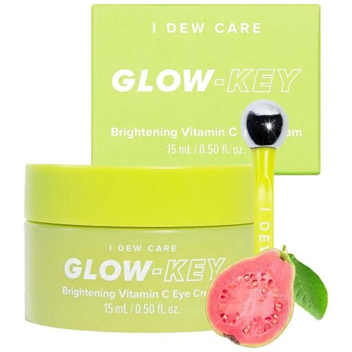 I DEW CARE Caffeine Eye Cream with Eye Roller - Glow Key | Dark Circles Under Eye Treatment with Hyaluronic Acid, Niacinamide | Korean Eye Cream | 0.50 Fl Oz | Korean Skin Care, Not Tested on Animals