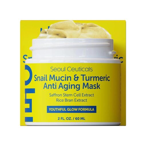 SeoulCeuticals Korean Face Mask Skin Care - Snail Mucin Turmeric Mask for Face - Cruelty Free K Beauty Anti Aging Face Mask for Healthy, Youthful Glow 2oz