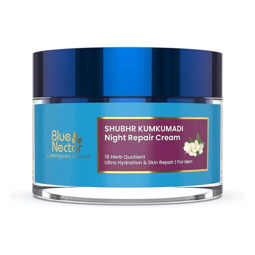 Kumkumadi Night Cream with Jasmine for Deep Hydration with Kumkumadi Oil & Organic Ghee | Plant-Based Moisturizer for Smooth, Radiant and Glowing Skin ( Men, 16 Herbs, 1.7 Fl oz )