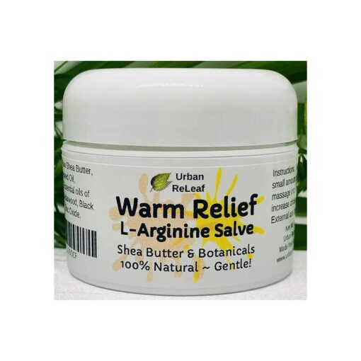 Urban ReLeaf Warm Relief L-Arginine Salve ! Shea Butter & Botanicals, 100 % Natural, Gentle Circulation Warming Massage Cream .