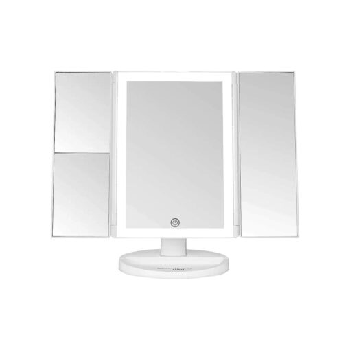 Trifold Vanity Mirror with Lights | LED Makeup Mirror with Lights and Touch Screen Dimming - 1x 2x 3x Magnification - Portable Lighted Makeup Mirror | Great Vanity Mirror with Lights