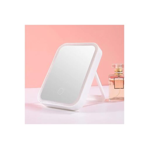 Vanity Mirror with Lights Makeup Mirror Lighted LED Desk Mirror Touch Control 3 Color Lighting Modes Portable Cosmetic Travel Mirror Tabletop Make Up Mirror USB Rechargeable ( White )