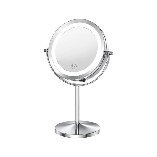 Benbilry Lighted Makeup Mirror with Magnification, 1X/10X Magnifying Makeup Mirror, LED Vanity Mirror with Lights, Battery Operated, 7 Inch Swivel Portable Cordless Desk Mirror, Best Gift