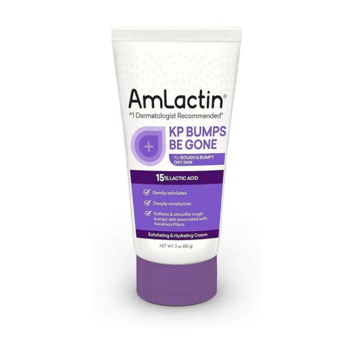 AmLactin KP Bumps Be Gone - 3 oz Keratosis Pilaris Moisturizing Cream with 15 % Lactic Acid - Exfoliator and Moisturizer for Dry, Rough and Bumpy Skin ( Packaging May Vary )