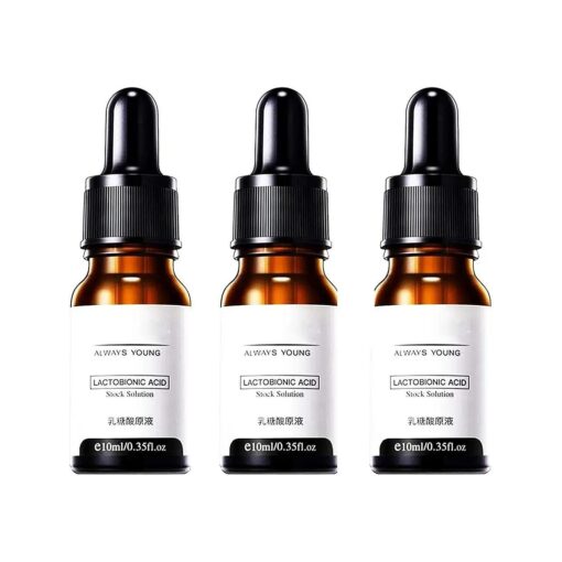 Lactobionic Acid Essence, Face Shrink Pores Serum Oil, Soften Anti-Aging Wrinkle Skin Facial Serum, Can Remove Blackheads Acne, Fine Pores and Refine the Skin ( 3 Pcs )