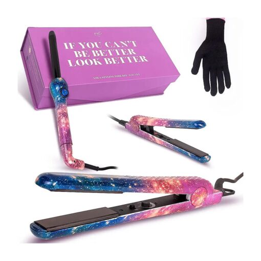 PYT Lola Tool Kit 1.25 Flat Iron 1 Curling wand 19 mm 1 Mini hair straightener ( GALAXY )