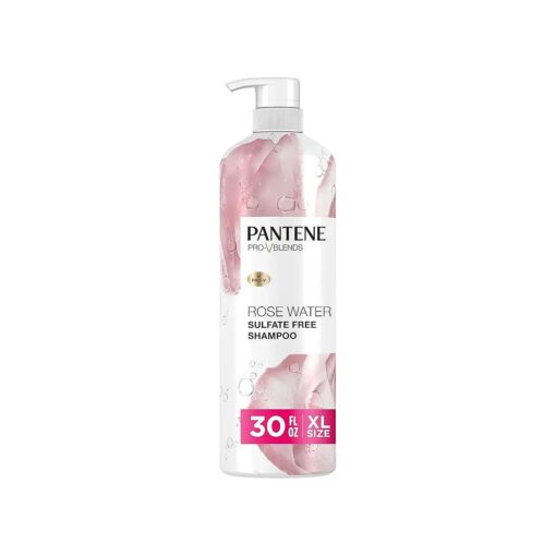 Pantene Sulfate Free Rose Water Shampoo, Soothes, Replenishes Hydration, Safe for Color Treated Hair, Nutrient Infused with Vitamin B5 and Antioxidants, Pro-V Blends, 30.0 oz