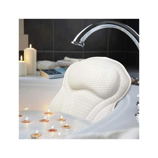 AmazeFan Luxury Bath Pillow, Ergonomic Bathtub Spa Pillow with 4D Air Mesh Technology and 6 Suction Cups, Helps Support Head, Back, Shoulder and Neck, Fits All Bathtub, Hot Tub and Home Spa ( US Patent )