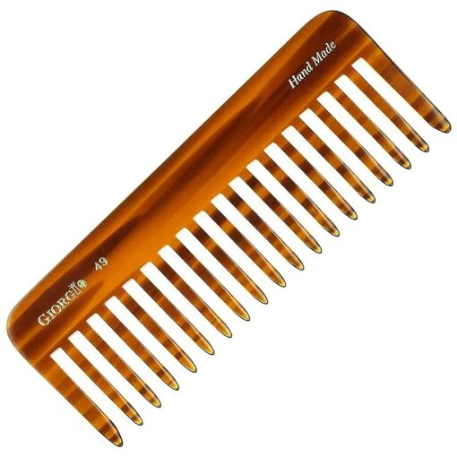 Giorgio G49 Large 5.75 Inch Hair Detangling Comb, Wide Teeth for Thick Curly Wavy Hair, Long Hair Detangler Comb For Wet and Dry, Handmade of Quality Cellulose, Saw-Cut, Hand Polished, Tortoise Shell