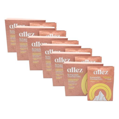 allez outdoor | Biodegradable Cleansing Cloths | Natural Plant-Based Face and Body Wipes | PH Balanced | Cactus Bloom and Chaparral Scent | 120ct Individually Wrapped Towelettes