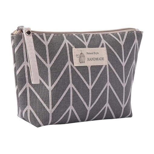 Portable Large Capacity Print Cosmetic Bag Travel Makeup Bag Toiletry Bags 8.3 x 5.1inch - Grey