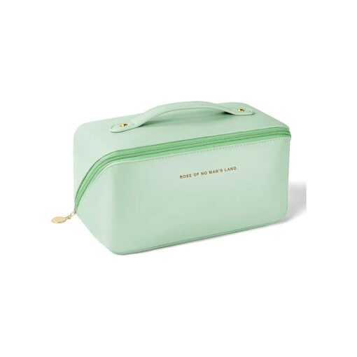 Premium PU Cosmetic Bag Travel Bag, Large Capacity Layered Cosmetic Bag Zipper Bag, Portable Travel Organizer Multifunctional Waterproof Bag, Easy to Carry ( Mint Green )