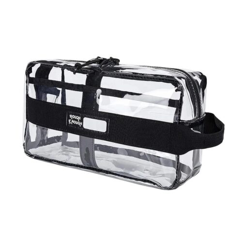 Rough Enough Clear Toiletry Bag TSA Approved Travel Makeup Cosmetic Bags Organizer Case for Toiletries with Zipper Pockets and Handle