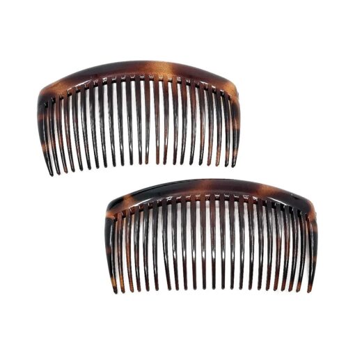 Camila Paris AD66/2 French Side Comb Large Curved Tortoiseshell Hair Combs for Women Fine Hair, 4 Inch Strong Hold Hair Comb for Women Bun Chignon Up-Do Styling Girls Hair Accessories, Made in France