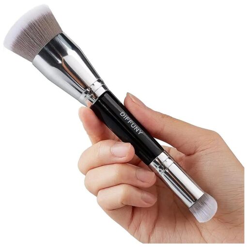 Large Makeup Brushes Double Ended Foundation Brush & Concealer Brush, Flat Top Kabuki Foundation Brush for Liquid, Cream, Blending, Buffing, Concealer, Dual Sided Make Up Brushes