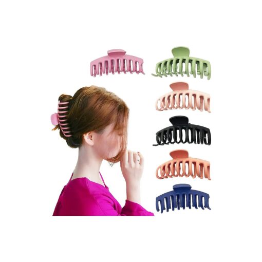 Large Hair Claw Clips For Thick Hair - 6 Pack Big Non Slip, Easy to Use, Stylish, Matte Hair Clips For Women 's Thick, Thin, Curly, Long & Neutral Hairs