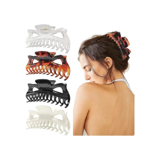 5.5" Large Hair Claw Clips, Big Hair Clips Enough to Hold Your Hair, Hair Clips for Women Thick Hair ( Shiny-4pcs )