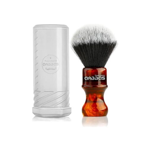 Synthetic Badger Shaving Brush with Resin Handle Nylon Bristles Hair Anbbas Lathering Foam Brush for Men Travel Professional Wet Shaving ( Amber, Knot : 24 mm )