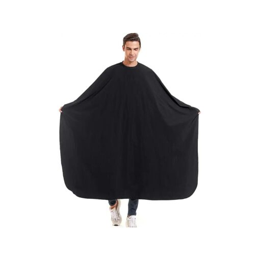 Nylon Barber Cape 64" x56" Waterproof Salon Large Hair Cutting Cape Haircut Cape for men With Adjustable Snap Closure Color Capes Professional Stylist Hairdresser apron adults Black