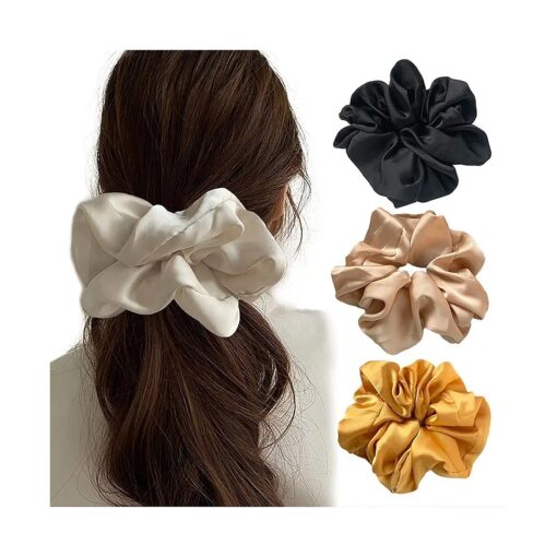 Large Satin Scrunchies Oversized Scrunchie Jumbo Scrunchies Giant Scrunchie big Silk Scrunchies for Women and Girls ( A )