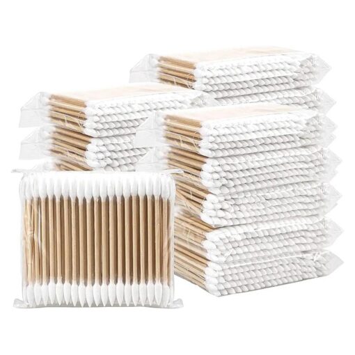 Hedume 2500 Pieces Wooden Cotton Swabs, Double Pointed Cotton Buds ( 25 Packs, 100 Pieces 1 Pack )